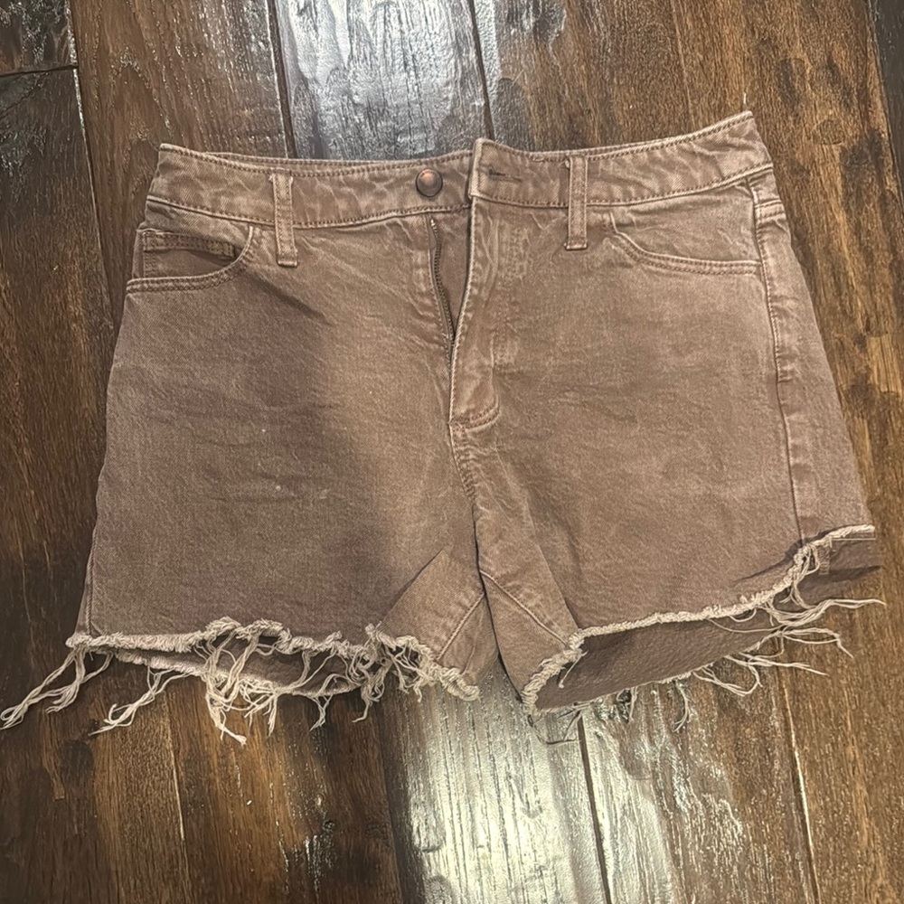 Universal Thread Brown Jean Shorts with Frayed Hem
